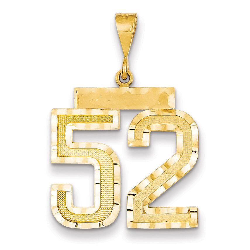 Number 52 Charm 14k Gold Large Diamond-cut LN52, MPN: LN52, 883957122434