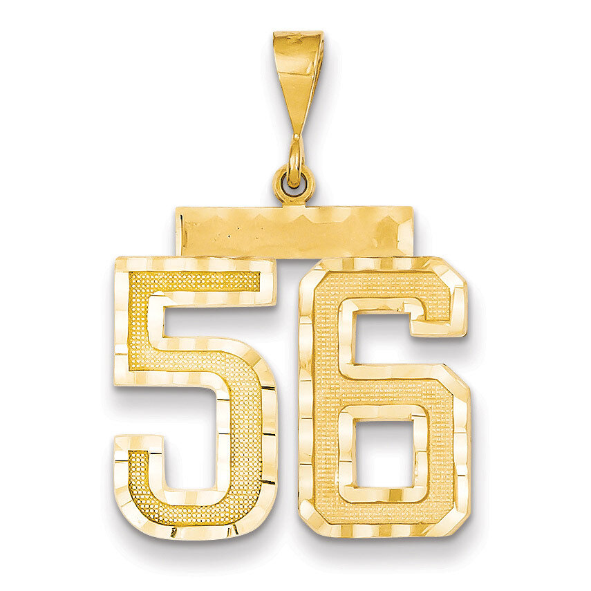 Number 56 Charm 14k Gold Large Diamond-cut LN56