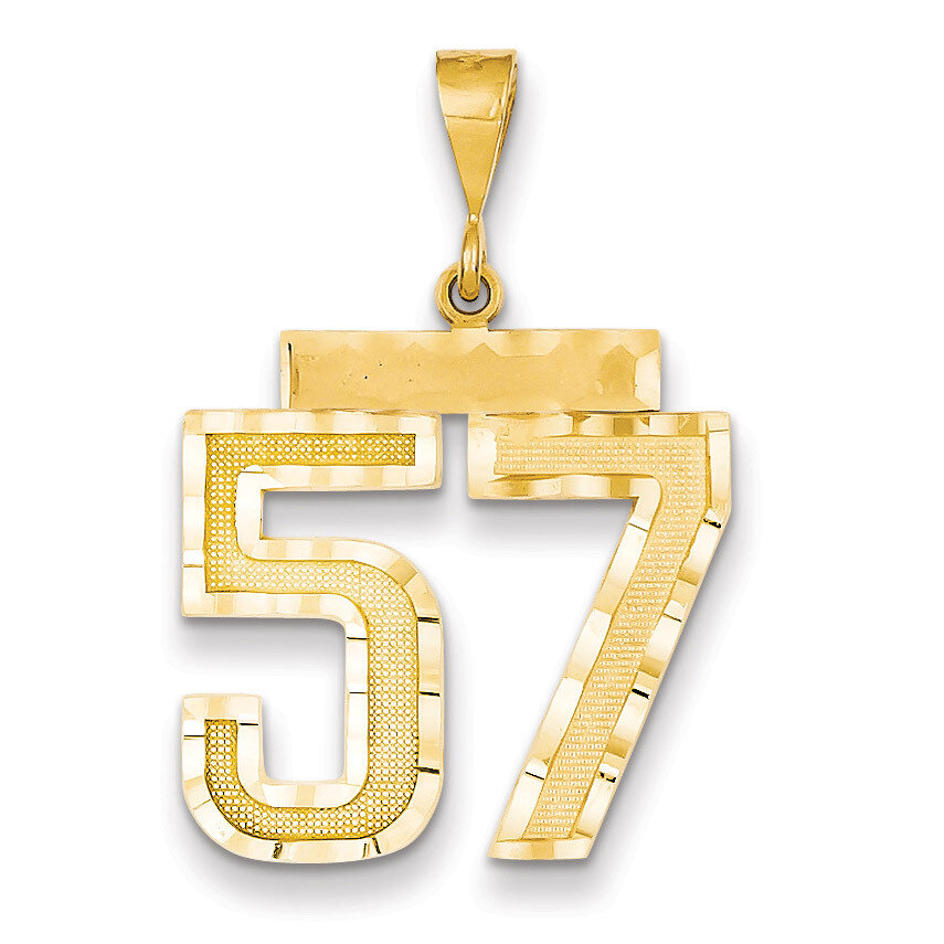 Number 57 Charm 14k Gold Large Diamond-cut LN57, MPN: LN57, 883957122489