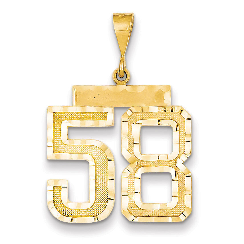 Number 58 Charm 14k Gold Large Diamond-cut LN58, MPN: LN58, 883957122496