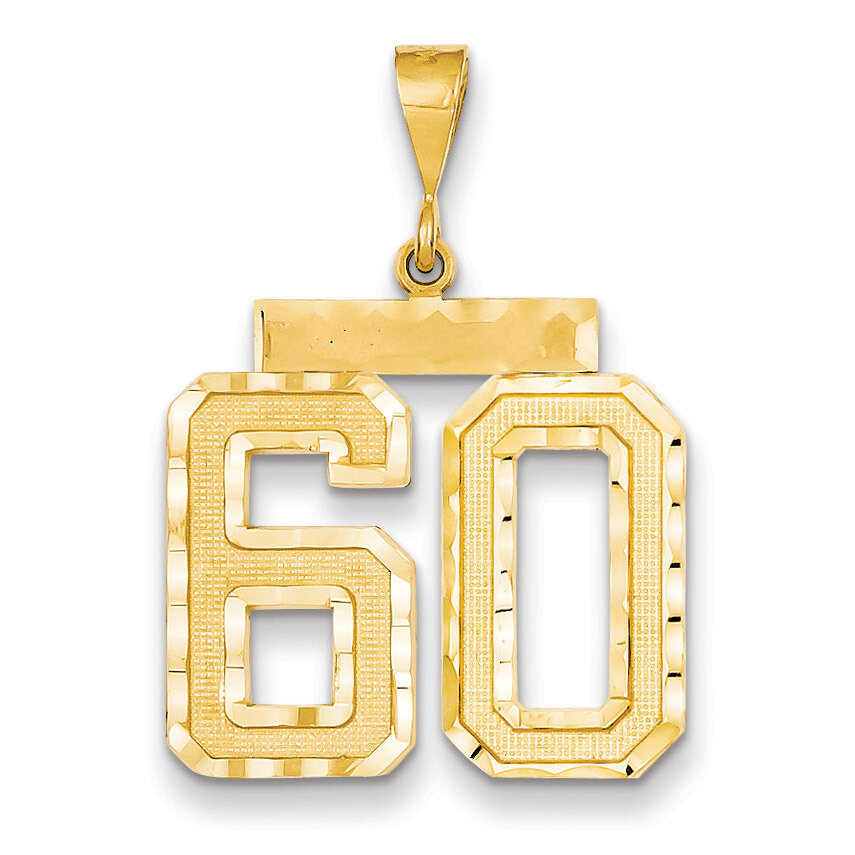 Number 60 Charm 14k Gold Large Diamond-cut LN60, MPN: LN60, 883957122519