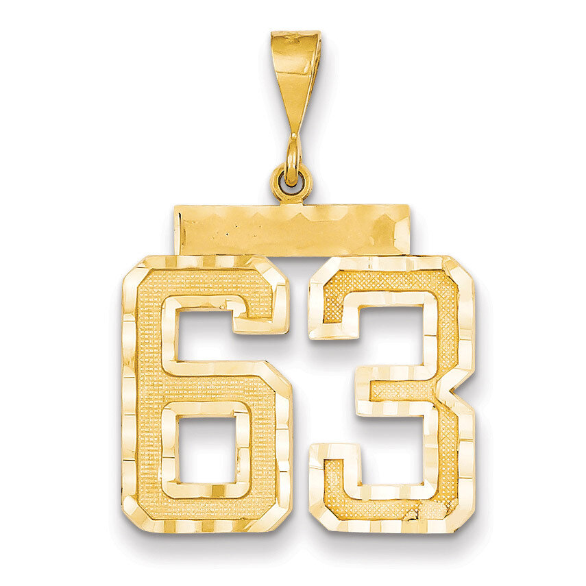 Number 63 Charm 14k Gold Large Diamond-cut LN63, MPN: LN63, 883957122540