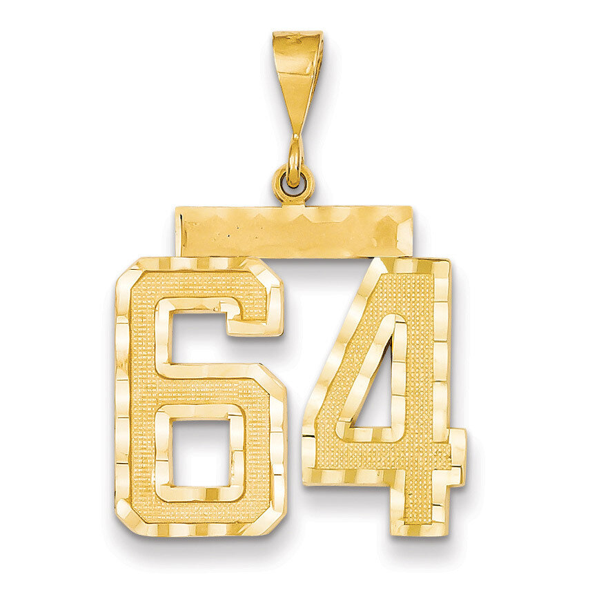 Number 64 14k Gold Large Diamond-cut LN64