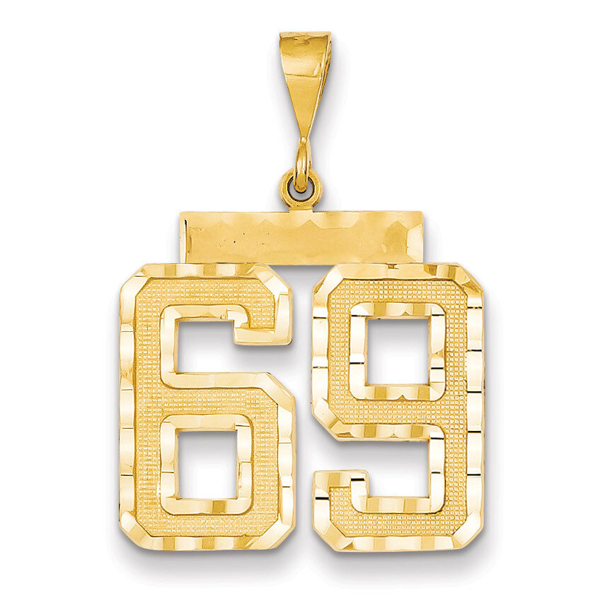 Number 69 Charm 14k Gold Large Diamond-cut LN69, MPN: LN69, 883957122601