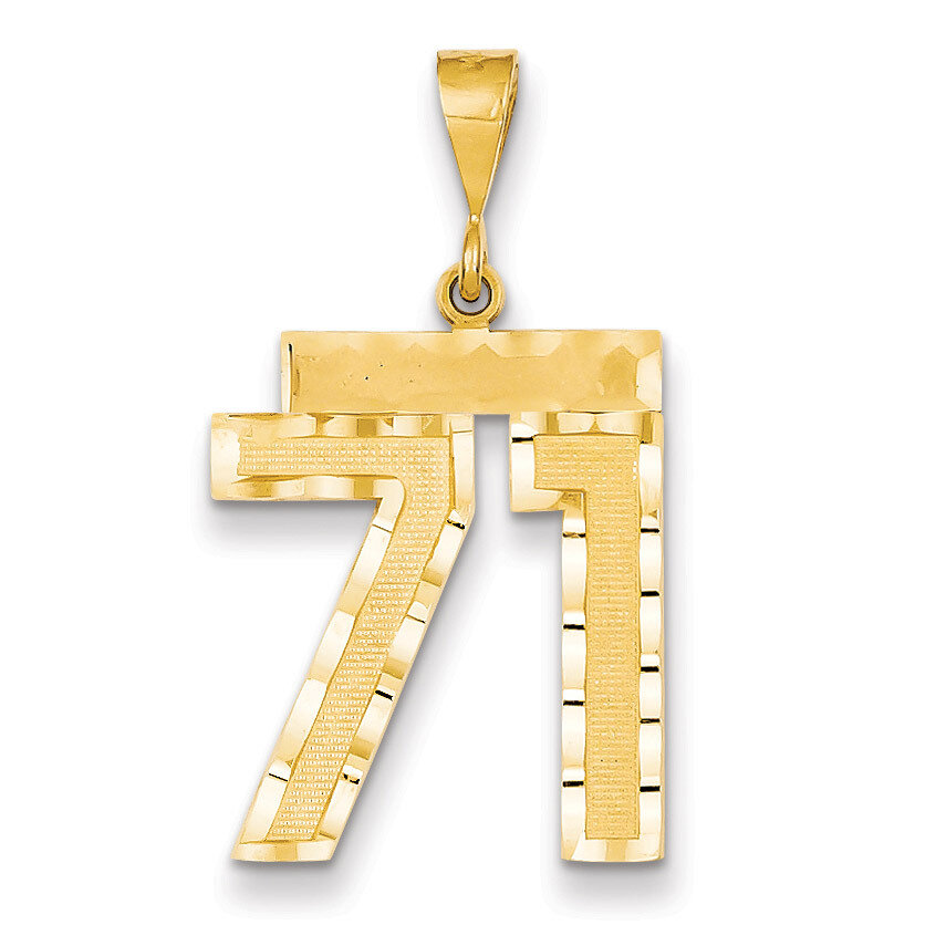 Number 71 Charm 14k Gold Large Diamond-cut LN71
