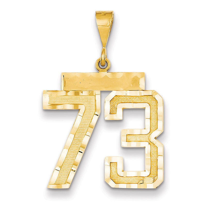 Number 73 Charm 14k Gold Large Diamond-cut LN73, MPN: LN73, 883957122649