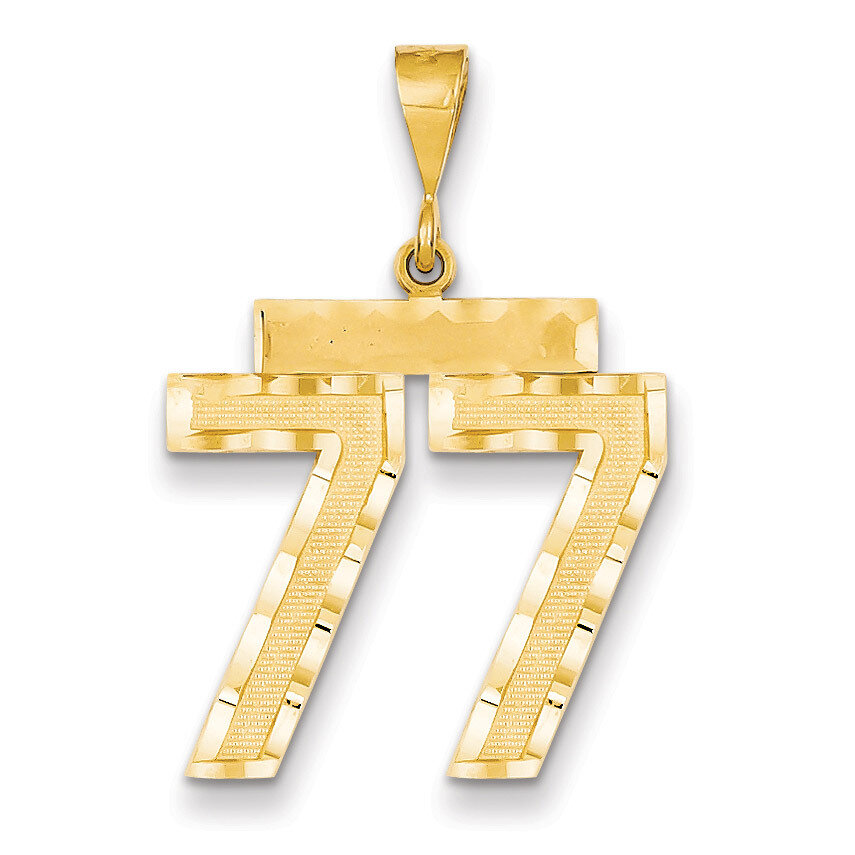 Number 77 Charm 14k Gold Large Diamond-cut LN77, MPN: LN77, 883957122687