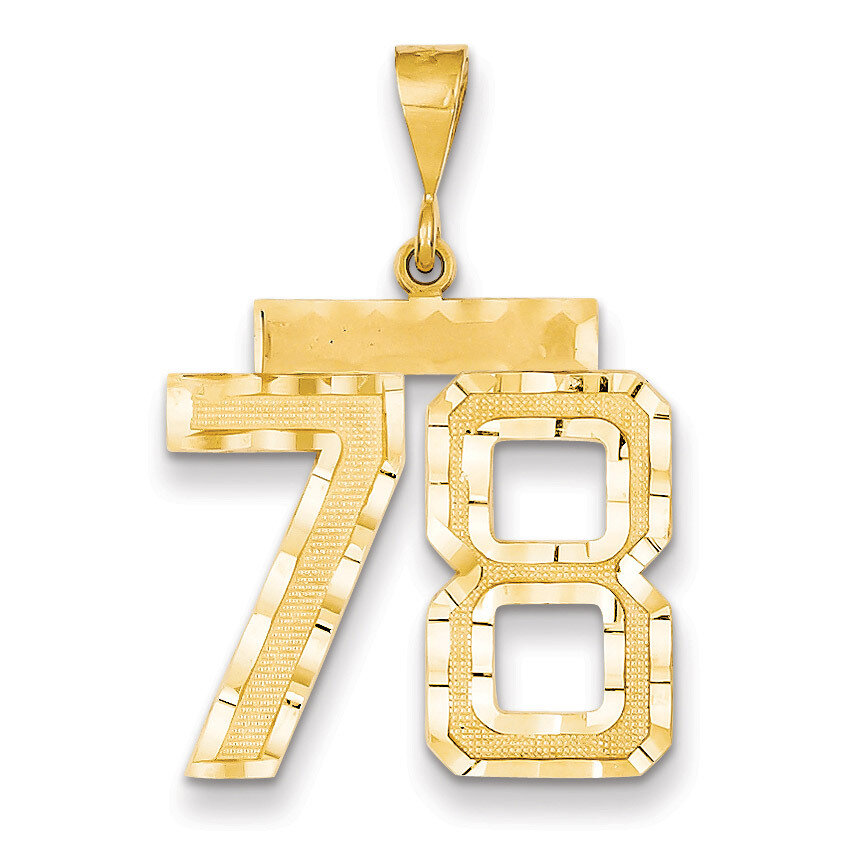 Number 78 Charm 14k Gold Large Diamond-cut LN78