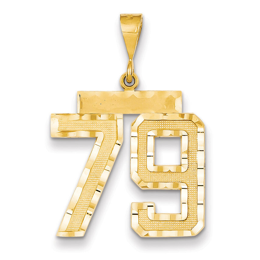 Number 79 Charm 14k Gold Large Diamond-cut LN79