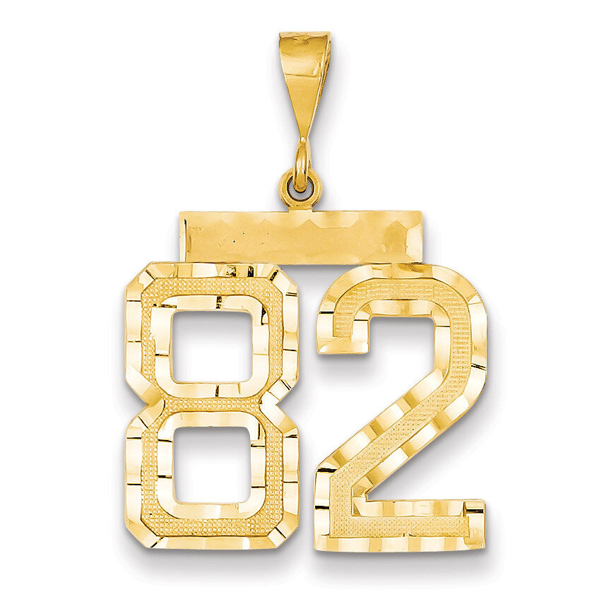 Number 82 Charm 14k Gold Large Diamond-cut LN82, MPN: LN82, 883957122731