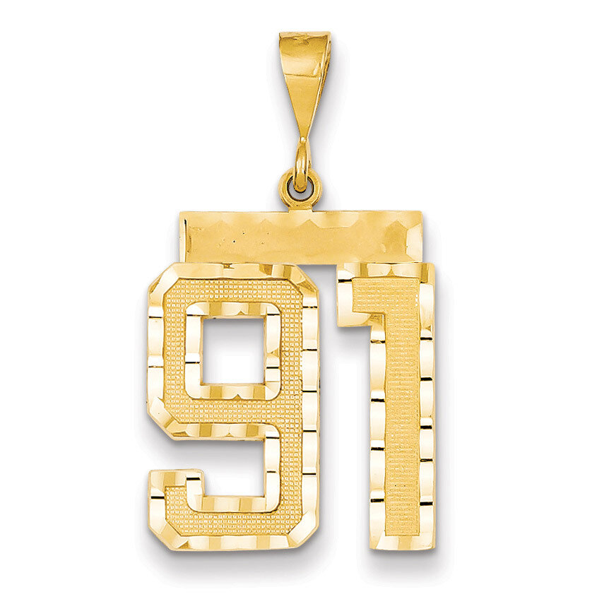 Number 91 Charm 14k Gold Large Diamond-cut LN91, MPN: LN91, 883957123196