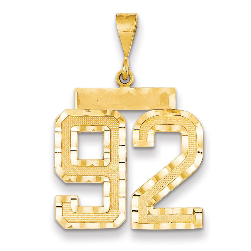 Number 92 Charm 14k Gold Large Diamond-cut LN92