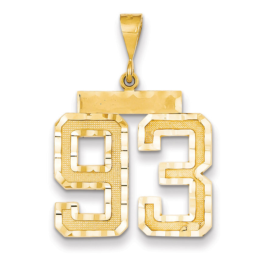 Number 93 Charm 14k Gold Large Diamond-cut LN93