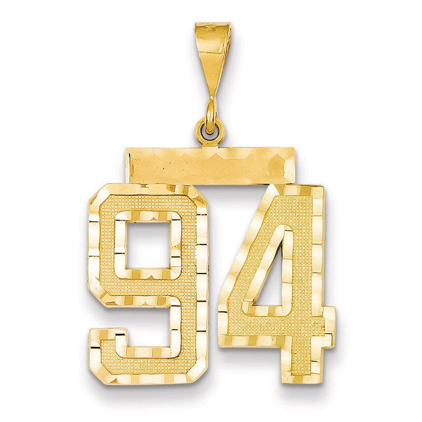 Number 94 Charm 14k Gold Large Diamond-cut LN94