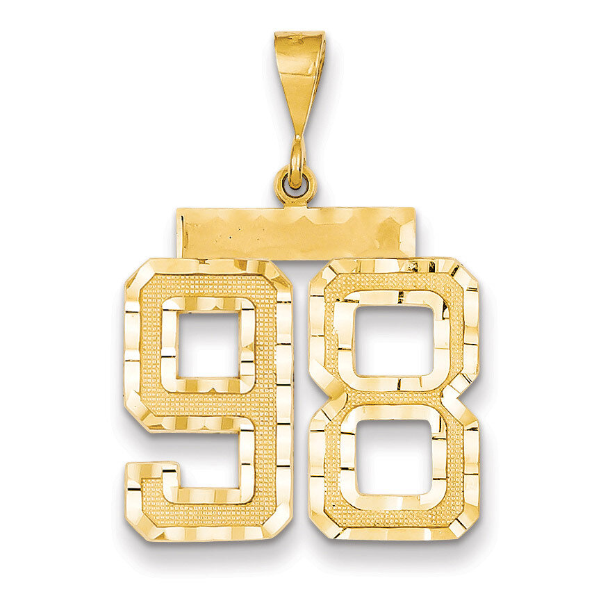 Number 98 Charm 14k Gold Large Diamond-cut LN98, MPN: LN98, 883957123271