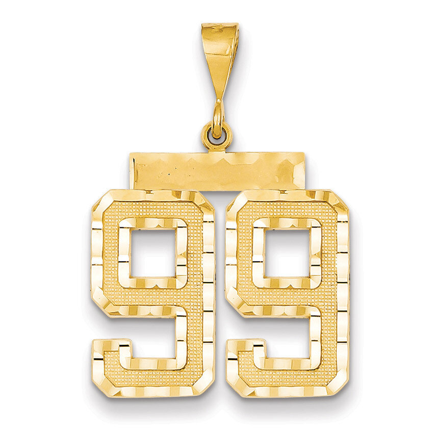 Number 99 Charm 14k Gold Large Diamond-cut LN99, MPN: LN99, 883957123288