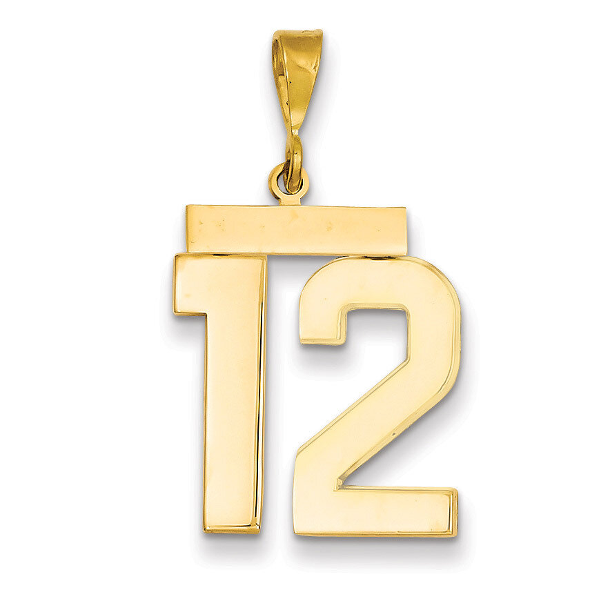 Number 12 Charm 14k Gold Large Polished LP12