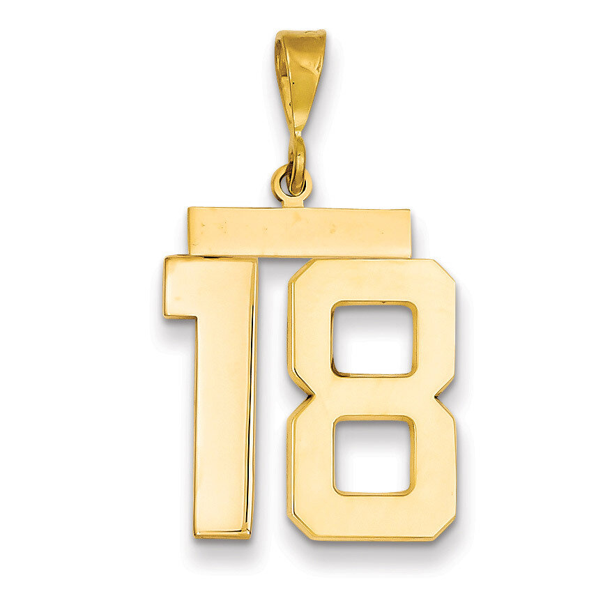 Number 18 Charm 14k Gold Large Polished LP18, MPN: LP18, 883957066622
