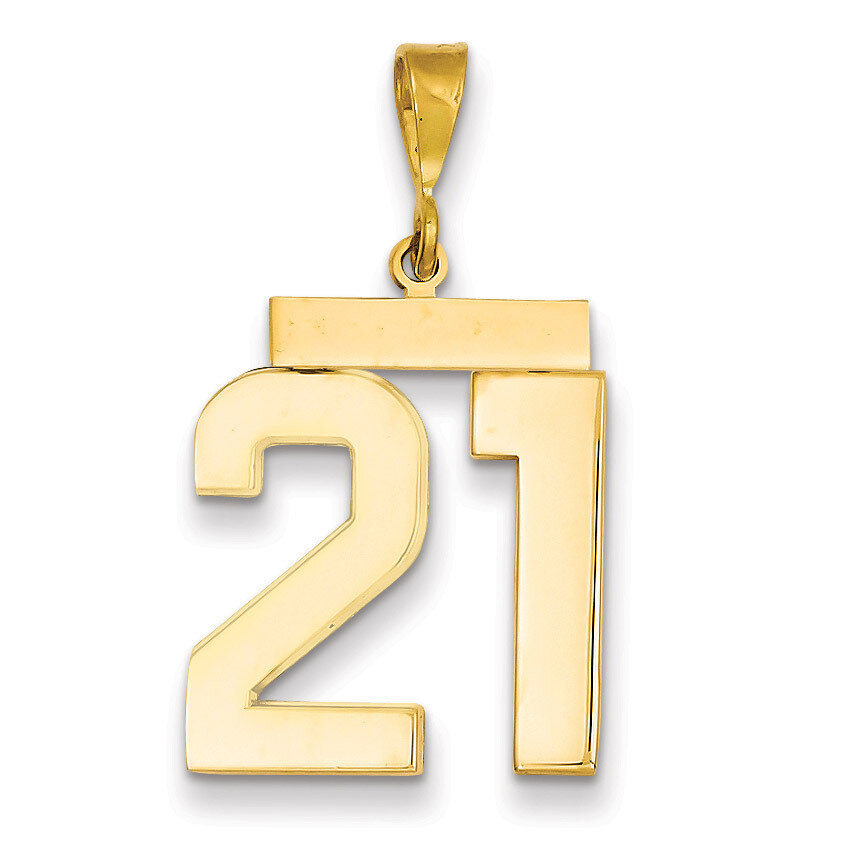 Number 21 Charm 14k Gold Large Polished LP21, MPN: LP21, 883957066653