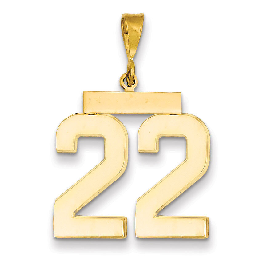 Number 22 Charm 14k Gold Large Polished LP22