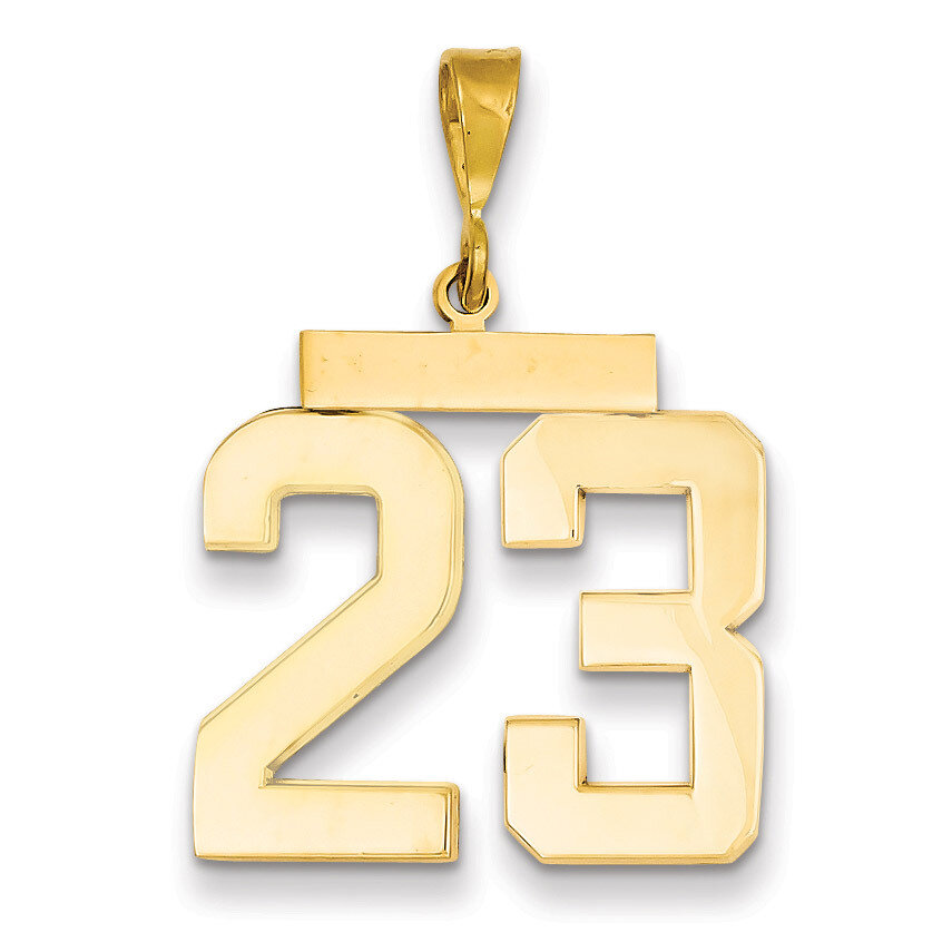 Number 23 Charm 14k Gold Large Polished LP23