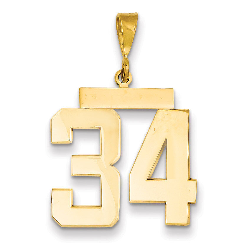 Number 34 Charm 14k Gold Large Polished LP34, MPN: LP34, 883957066950