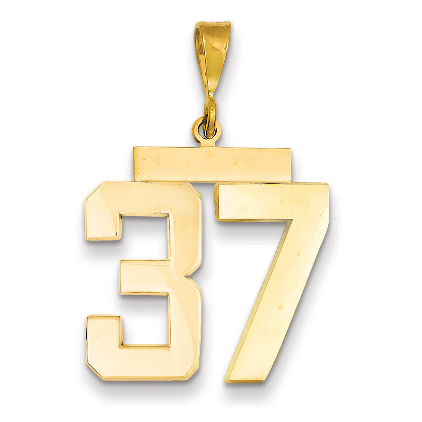 Number 37 Charm 14k Gold Large Polished LP37