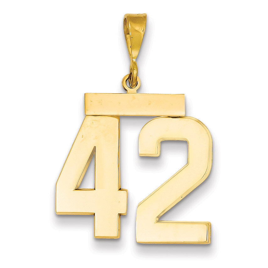 Number 42 Charm 14k Gold Large Polished LP42, MPN: LP42, 883957067162