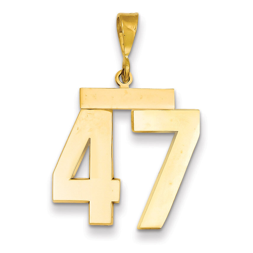 Number 47 Charm 14k Gold Large Polished LP47