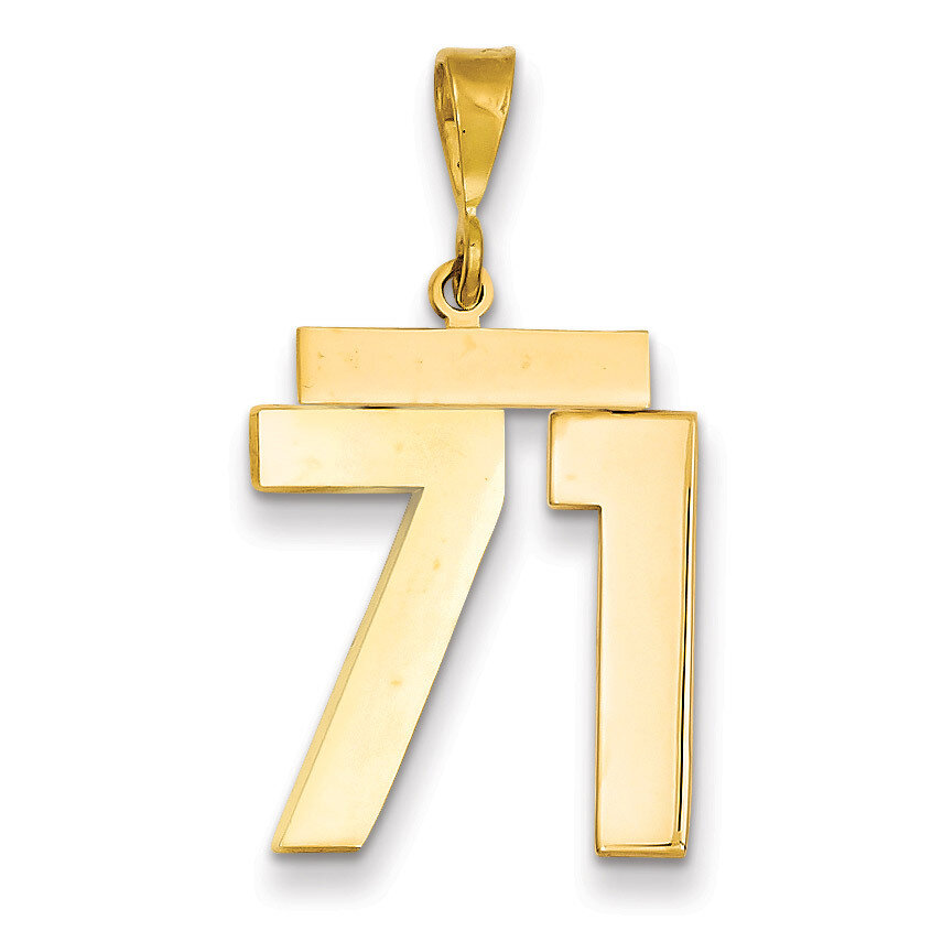 Number 71 Charm 14k Gold Large Polished LP71