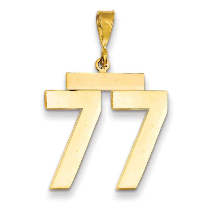 Number 77 Charm 14k Gold Large Polished LP77