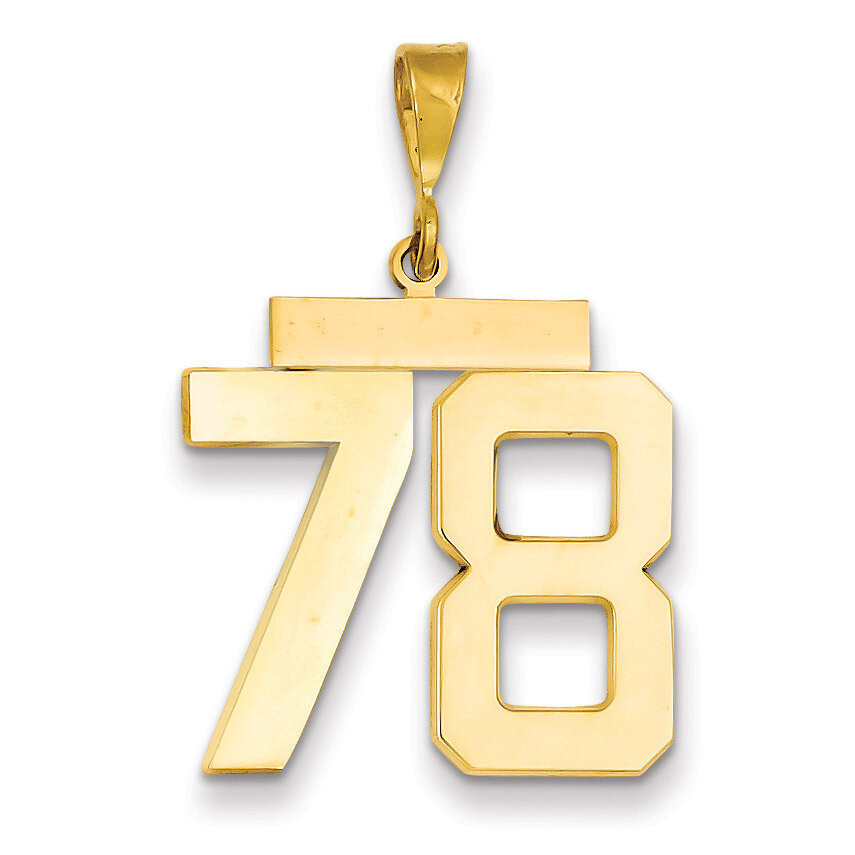 Number 78 Charm 14k Gold Large Polished LP78