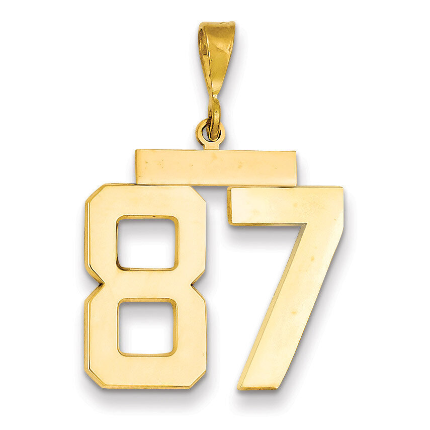 Number 87 Charm 14k Gold Large Polished LP87