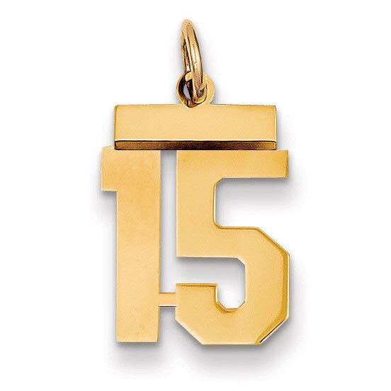 Number 15 Charm 14k Gold Small Polished LS15, MPN: LS15, 883957033334