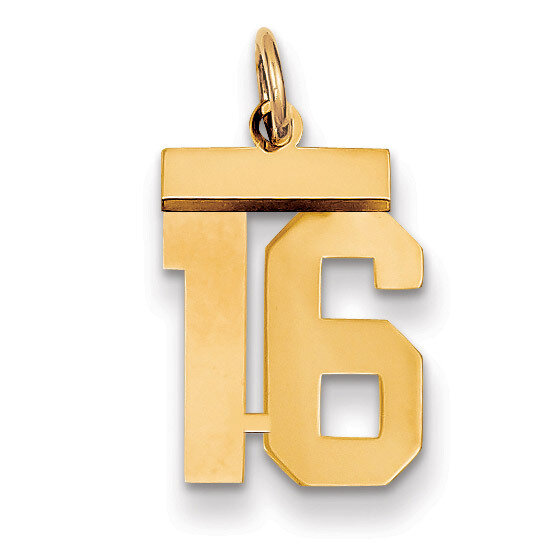 Number 16 Charm 14k Gold Small Polished LS16, MPN: LS16, 883957033341