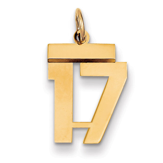 Number 17 Charm 14k Gold Small Polished LS17