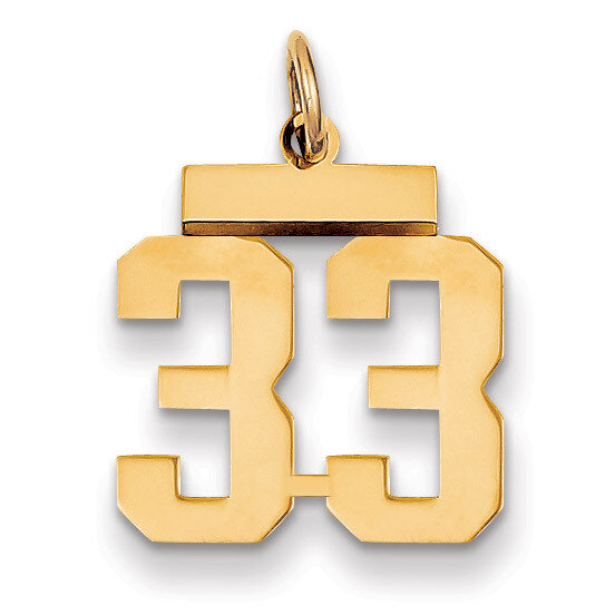 Number 33 Charm 14k Gold Small Polished LS33
