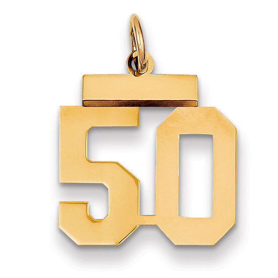 Number 50 Charm 14k Gold Small Polished LS50, MPN: LS50, 883957033693