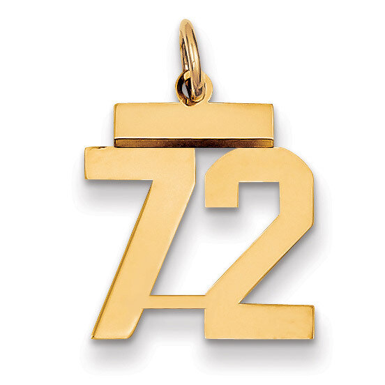 Number 72 Charm 14k Gold Small Polished LS72