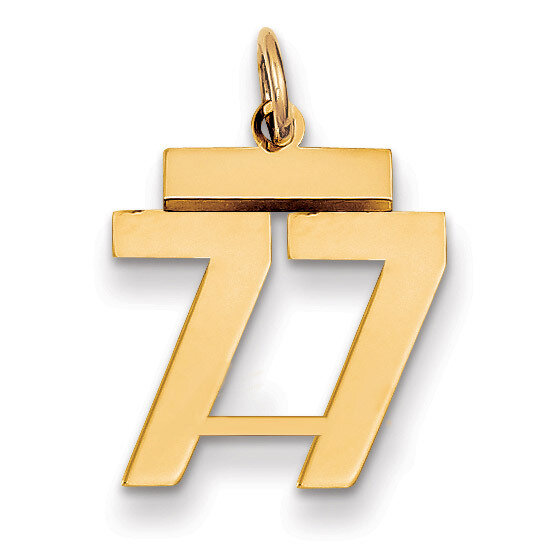 Number 77 Charm 14k Gold Small Polished LS77