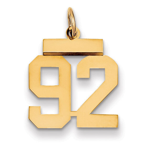 Number 92 Charm 14k Gold Small Polished LS92