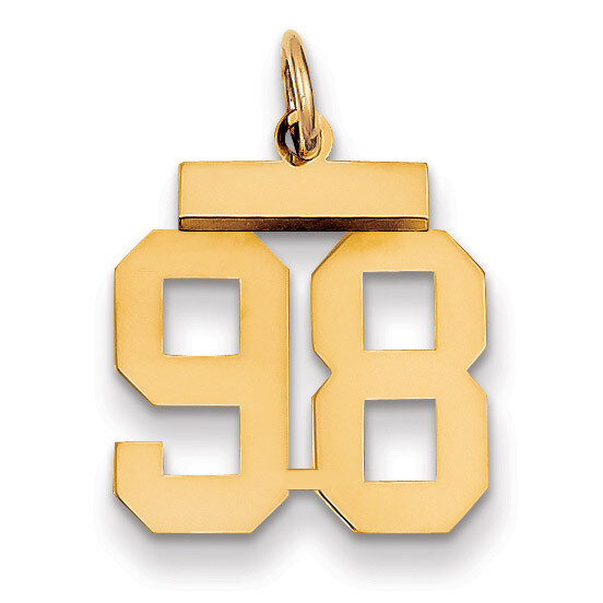 Number 98 Charm 14k Gold Small Polished LS98