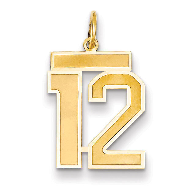 Number 12 Charm 14k Gold Medium Satin LSM12