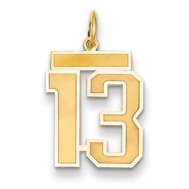 Number 13 Charm 14k Gold Medium Satin LSM13
