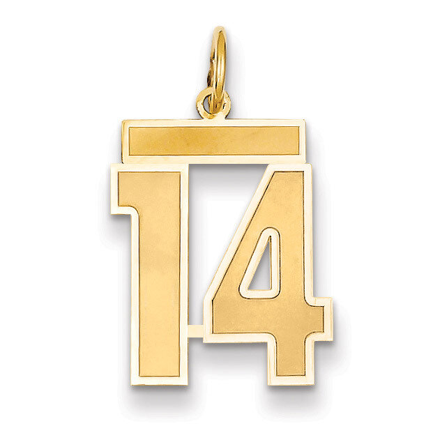 Number 14 Charm 14k Gold Medium Satin LSM14, MPN: LSM14, 883957073477
