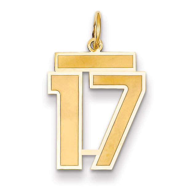 Number 17 Charm 14k Gold Medium Satin LSM17