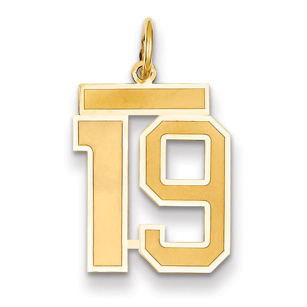 Number 19 Charm 14k Gold Medium Satin LSM19, MPN: LSM19, 883957073705