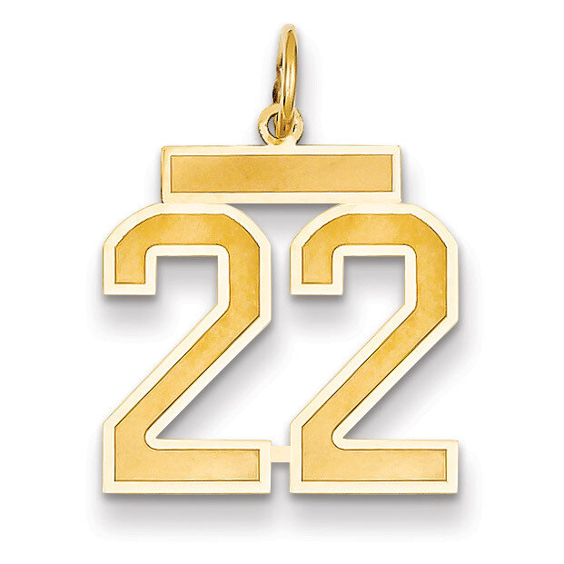 Number 22 Charm 14k Gold Medium Satin LSM22