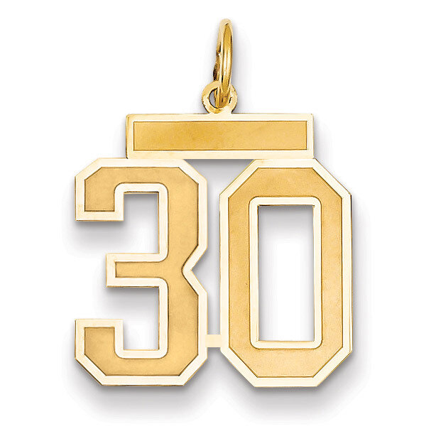 Number 30 Charm 14k Gold Medium Satin LSM30, MPN: LSM30, 883957074016