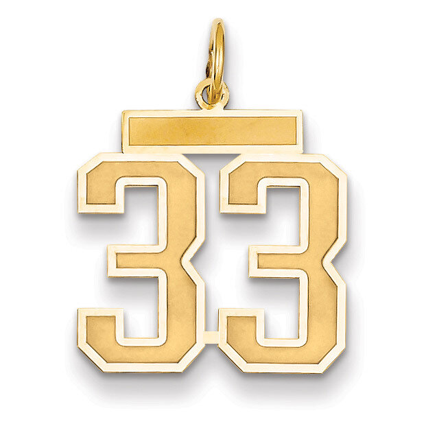 Number 33 Charm 14k Gold Medium Satin LSM33, MPN: LSM33, 883957074047